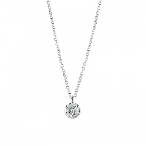 Damiani 18k White Gold Round Diamond Necklace with Chain .30ctw. 