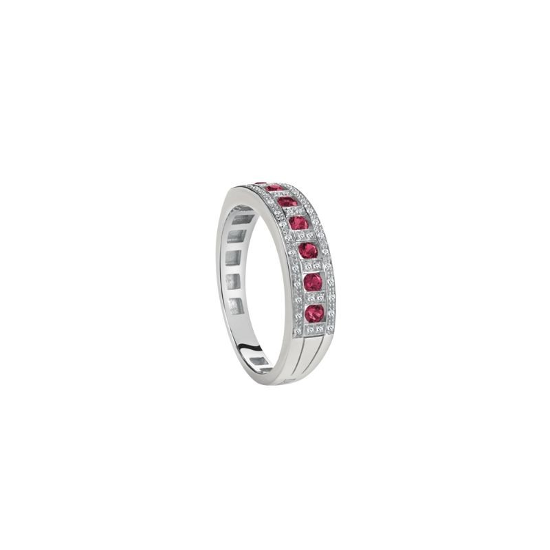 https://www.williambarthman.com/upload/product/Damiani 18k White Gold Diamond and Ruby Ring Size 13 Diamond 0.14ctw Ruby 0.300. 