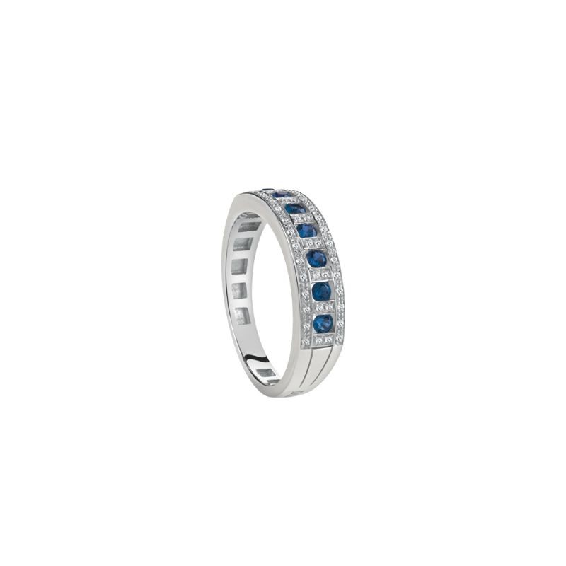 https://www.williambarthman.com/upload/product/Damiani 18k White Gold Diamond and Sapphire Ring Size 13 Diamond 0.11ctw. Sapphire 0.350