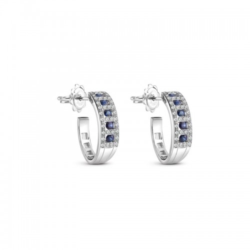 Damiani 18k White Gold Diamond Sapphires Hoop Earrings Diamond 0.20ctw Sapphire. 0.450ctw