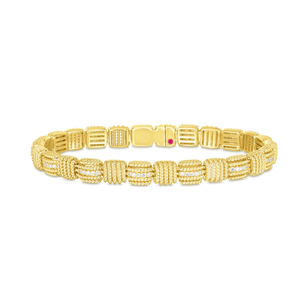 Idylle Blossom Two-Row Bracelet, Yellow Gold And Diamonds - Categories