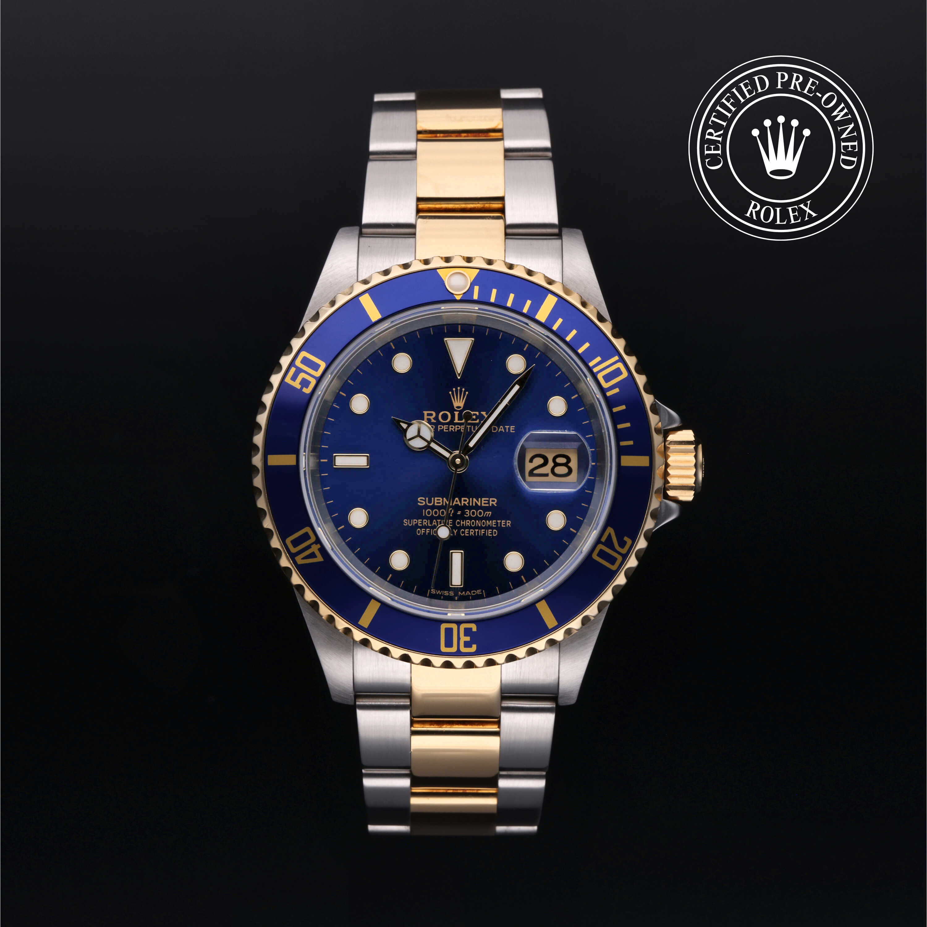 Rolex Certified Pre Owned Oyster Perpetual Submariner Date 40mm in Rolesor 18 ct yellow gold M16613 0015 William Barthman